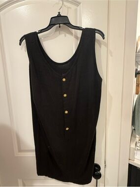 The Works Fifth Avenue Black Sleeveless Knit Top Gold Button Detail